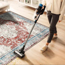 Washable Area Rug 9'x12' Red Blue Retro Flowers Boho Design Non-Shedding Easy Care Ideal for High Traffic Areas in Living Room Bedroom Office Coffee Table Kitchen Large Carpet by TinyTreasures Baby Boutique