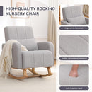 Rocking Chair with Ottoman, Upholstered Nursing Glider Rocker with High Backrest and Side Pocket, Comfy Reading Chair with Solid Wood Legs for Nursery/Living Room/Bedroom Light Grey by TinyTreasures Baby Boutique