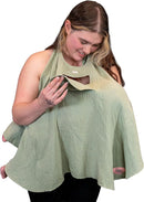 Muslin Nursing Cover for Baby Breastfeeding – with Peekaboo Window -100% Breathable Cotton Privacy Nursing Shawl - Multiuse Apron for Moms by TinyTreasures Baby Boutique
