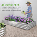 2PCS 12x4x1FT Galvanized Raised Garden Bed Kit,Vegetable Boxes-Rectangle Metal Flower Box,Large Planter Raised Beds Outdoor Garden for Planting,Fruit,Herb-Sliver by GreenHaven Gardens