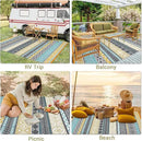 GAOMON Outdoor Rug 9'x12' Waterproof Rug for Patio Decor, Foldable Reversible Plastic Straw Area Rugs Mat for Camper, Outside Carpet for Deck, Porch, Picnic, Beach, Teal/Yellow(Bohemia) by CozyNest Decor