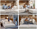 Oversized Modular Sofa, Extra Deep Cloud Chenille Sectional Couch with Ottoman Chaise, Fluffy Chenille 2 Seater Sofa Bed for Living Room, Villa (Sofa Bed 4 Seater, Chenille White) by CozyNest Decor
