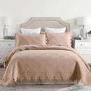 MarCielo 3-Piece 100% Cotton Oversized Bedspread Lightweight Quilt Coverlet Embroidery Farmhouse Bedding Set (TK Pale Taupe Camel, Oversized Queen (100"x106")) by CozyNest Decor