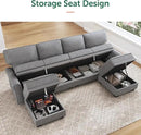 HONBAY Convertible Sectional Sofa with Storage Seat 6 Seat Sofa with Reversible Chaise U Shaped Sectional Couch for Living Room,Light Grey by CozyNest Decor