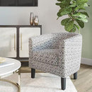 BELLEZE Accent Barrel Chair, Linen Round Chair Club Tub Sofa Corner Chair with Flared Legs and Cozy Soft Padding for Living Room Bedroom Waiting Room - White & Brown by CozyNest Decor