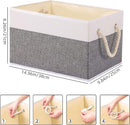 Yawinhe Foldable Storage Baskets for Shelves, Fabric Storage Cubes with Rope Handle, Closet Organizers for Clothes, 3-Pack, 14.96''Lx9.84''Wx8.26''H, White/Grey by TinyTreasures Baby Boutique