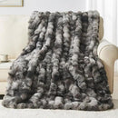 Lotus Karen Faux Fur Blanket Tie-Dye Dark Gray Twin Size - Big Bubble Rabbit Fluff Throw for Couch Small Fluffy Fuzzy Cozy Thick Furry Plush Shaggy Blankets 108x90 Inches by CozyNest Decor