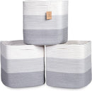 NaturalCozy 13 Inch Cube Storage Bins Cotton Rope Woven Baskets for Organizing 3-Pack | 13 x 13 Storage Cubes | Fabric Square Storage Baskets for Shelves Organizer, Kids Toy Bins, Closet Baby Nursery by TinyTreasures Baby Boutique