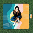 Picnic Blankets Waterproof Foldable, Extra Large 79"x79" Beach Blanket Waterproof Sandproof, 3-Layer Polyester Foldable Portable Outdoor Mat for Park, Camping, Travel, Grass Lawn- Afterglow Rainbow by TinyTreasures Baby Boutique