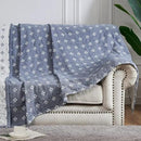 jinchan Boho 100% Cotton Blanket Muslin Lightweight Twin Size Quilted Throw Blanket for Couch Soft Cozy All Season Blanket 3-Layer Floral Throw Cotton Blanket for Bedroom Decor Blue 60x80 Inches by CozyNest Decor