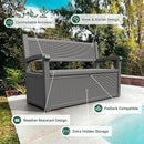 80 Gallon Outdoor Storage Box, Resin Patio Furniture with Armrest, Lockable Deck Box with Waterproof and UV Resistant for Patio Cushions, Garden Tools and Pool Supplies, Grey by GreenHaven Gardens