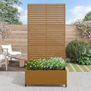 Casaphoria Metal Raised Garden Bed with Trellis and Wheels, 72"x35"x16" Planter Box for Climbing Plants, Vegetables & Vines, Features Drainage Holes and Privacy Screen (Brown-Louvered) by GreenHaven Gardens