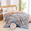 Boho Throw Blanket for Bed, 100% Cotton Soft Rustic Quilt Fall Blanket, 60"x80" Floral Printed Farmhouse Decor Bed Blankets, All Season Rustic Reversible Bohemian Throw Quilt by CozyNest Decor
