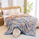 Boho Throw Blanket for Bed, 100% Cotton Soft Rustic Quilt Fall Blanket, 90"x98" Floral Printed Farmhouse Decor Bed Blankets, All Season Rustic Reversible Bohemian Throw Quilt by CozyNest Decor