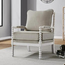 DUHOME Linen Fabric Spindle Accent Chair with Wood Frame,Spool Chairs with High Resilience Spring Cushion and Armrest Pads, Leisure Armchair for Living Room Bedroom Farmhouse Home Office Belcony by CozyNest Decor