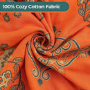 Throw Blanket for Couch Bed Chair,100% Cotton Soft Lightweight Blanket Rustic Quilt -Orange Floral Printed Farmhouse Decor Bed All Season Blankets,80"×90" by CozyNest Decor