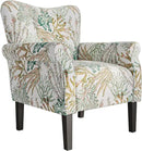 BELLEZE Modern Accent Chair for Living Room, High Back Linen Armchair with Wooden Legs, Upholstered Wingback Side Chair Padded Armrest Single Sofa for Living Room, Bedroom - Allston (Green Coral) by CozyNest Decor