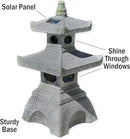 Galt International 2 Tier Pagoda Garden Statue LED Solar Powered Light 26" Tall Outdoor Zen Garden Lantern Landscape Lawn Asian Pagoda Stupa Decor Grey Resin by CozyNest Decor