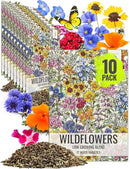 Seed Needs Low Growing Wildflower Flower Seeds for Planting | 10 Packs (1 Ounce Each) Mixture/Blend 17 Varieties | Resealable Package Multicolored Blooms Open Pollinated Mixed Species | Bulk by GreenHaven Gardens