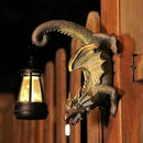 Solar Dragon Tree Hugger Statue Wall Decor - Gothic Garden Statue with Solar Lantern, Outdoor&Yard Decor, Fantasy Dragon Figurine for Trees, Walls, or Fences - Unique for Men & Women by CozyNest Decor