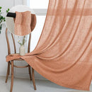 MYSKY HOME Orange Curtains for Bedroom, Short Curtains for Small Window, Boho Semi Sheer 2 Panel Set, Linen Style Texture for Closet/Kitchen, 50"x63", Burnt Orange by CozyNest Decor