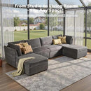 Modular Sectional Sofa, 130.7 Inch U Shaped Couch Set for Living Room, 4-Seater Comfy Cloud Couches with Two Movable Ottoman, Plush Corduroy, Gray by CozyNest Decor