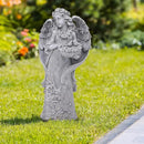 Outdoor Statues Angel Décor Garden Statue- 23.5" H Angel Statue,Resin Angel with Bird Figurine, Ideal for Yard, Patio, Deck, Home Entryway, and Hallway（Grey） by CozyNest Decor