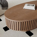 47.2''Oval Coffee Table with Storage, Mid Century Modern Fluted Drum Center Tables with Lid, Solid Wood Side Pedestal Coffee Table Tea Table for Living Room, Bedroom, Apartment-Walnut by CozyNest Decor