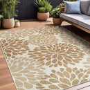 Beverly Rug Outdoor Rug 10x14 Modern Exotic Tropical Leaf Area Rugs for Indoor and Outdoor Patio Deck Porch Garden Water Resistant Washable Outside Carpet (10 x 14 Beige) by CozyNest Decor