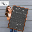 Personalized Dry Erase Framed Calendar – Customizable Chalkboard Style Wall Calendar – 18x24 or 24x36 – Non-Glare, Ready to hang dry erase calendar for wall, Made in the USA by TinyTreasures Baby Boutique