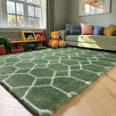 ONASAR Area Rugs for Bedroom Living Room, Washable 4x6 Fluffy Olive Green and White Throw Rug, Shaggy Geometric Floor Mat for Home Decor Aesthetic, Soft Plush Fuzzy Carpet for Nursery Kids Teen Dorm by TinyTreasures Baby Boutique