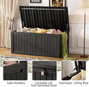 KAMABOKO Outdoor Storage Box, 120 Gallon Large Outdoor Resin Deck Box, Storage Waterproof Boxes Lockable Lid for Garden Tools, Pool Supplies, Patio Furniture and Cushions, Black by GreenHaven Gardens