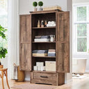Farmhouse Kitchen Pantry Cabinet - 72" Tall Wood Kitchen Storage Cabinets with Adjustable Shelves & 2 Barn Doors & Drawer, Versatile Storage for Dining Room, Bathroom, Utility Room, Light Brown by CozyNest Decor