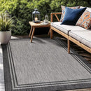 Bordered Outdoor Rug 10x14 Washable Outside Carpet for Indoor Patio Porch Waterproof Easy Cleaning Non Shedding Area Rugs Dark Gray 10 x 14 by CozyNest Decor