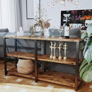 IRONCK Rustic Entryway Console Table, Long Hallway Table 55 in 3-Tier, TV Stand Entertainment Center Media Stand for Living Room, Industrial Style, Vintage Brown by CozyNest Decor