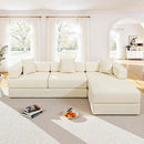 108" Oversized Convertible Sleeper Sofa Bed, Corduroy L Shape Sectional Couch, Folding Sofa Bed with Side Pocket, Modern Cloud Floor Mattress Couch, Modular Sofa for Living Room, Beige by CozyNest Decor