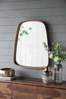 Irrgeular Mirror With Wood Frame, Wall Mirror For Living Room Bathroom Entryway - Brown by HouseOfZazla