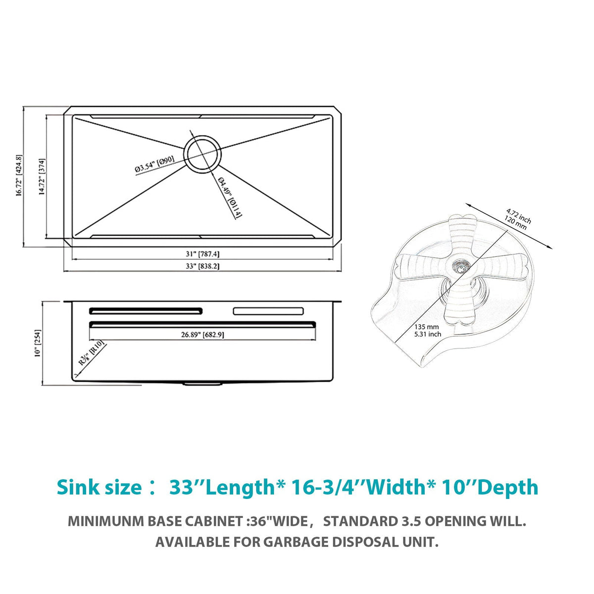 Undermount Stainless Steel Kitchen Sink With Pull Down Faucet & Ledge Workstation, photo 14 of 23