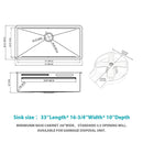 Undermount Stainless Steel Kitchen Sink With Pull Down Faucet & Ledge Workstation