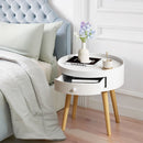 Nightstand With Storage Drawer, Bedside Table For Bedroom - White by HouseOfZazla