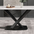 Modern Artificial Stone Straight Edge Metal X Leg Dining Table, 6 People by Unique Piece Furniture