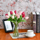 Mandy's Artificial Tulips 20 Stems Shades of Pink PU Faux Flowers for Wedding Home Decor 13.5 Inch by CozyNest Decor