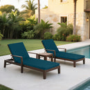 Outdoor Lounge Chair Cushion Set - Lake Blue Polyester, UV & Fade Resistant, 2PCS