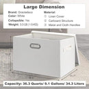 Large 17" 36 Quart Collapsible Stackable Storage Bins with Lids, 3 Packs White Linen Fabric Closet Boxes with Lids, Storage Cube Baskets Container Organizers for Bedroom Office(17 x12 x11) by CozyNest Decor