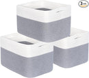 MINTWOOD Design 3-Pack Storage Baskets for Shelves, Playroom and Classroom, Book Basket, Decorative Storage Cube Bins, Woven Closet Organizers, Pantry and Shoe Organizer, Grey by TinyTreasures Baby Boutique