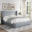 Allewie Full Size Lift Up Storage Bed, Modern Wingback Headboard, Hydraulic Support, No Box Spring Needed, Grey Blue by CozyNest Decor