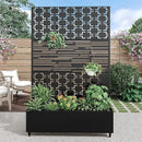 Casaphoria Metal Raised Garden Bed with Trellis and Wheels, 72"x47"x16" Planter Box for Climbing Plants, Vegetables & Vines, Features Drainage Holes and Privacy Screen, Black(Parallel&Louvered) by GreenHaven Gardens