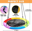 TURFEE 40" Saucer Tree Swing for Kids - 900Lb Weight Capacity, 900D Waterproof Oxford Fabric Platform Swing Seat with Adjustable Ropes for Kids Playground Outdoor Activity Backyard Fun (Rainbow) by GreenHaven Gardens