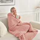 Maetoow Tighter Version Chenille Chunky Knit Blanket Throw 40×50 Inch, Handmade Warm & Cozy Blanket Couch, Bed, Home Decor, Soft Fleece Banket, Boho Thick Blankets and Giant Yarn Throws，Rose Pink by CozyNest Decor