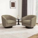 Swivel Barrel Accent Chair, Modern Round Corduroy Fabric Arm Chair for Living Room, Bedroom, Comfy Club Reading Chairs for Adults (Corduroy Camel, Set of 2) by CozyNest Decor